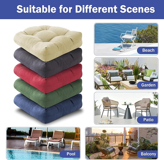 Outdoor Chair Cushions Set of 2, Patio Chair Cushions - Image 7