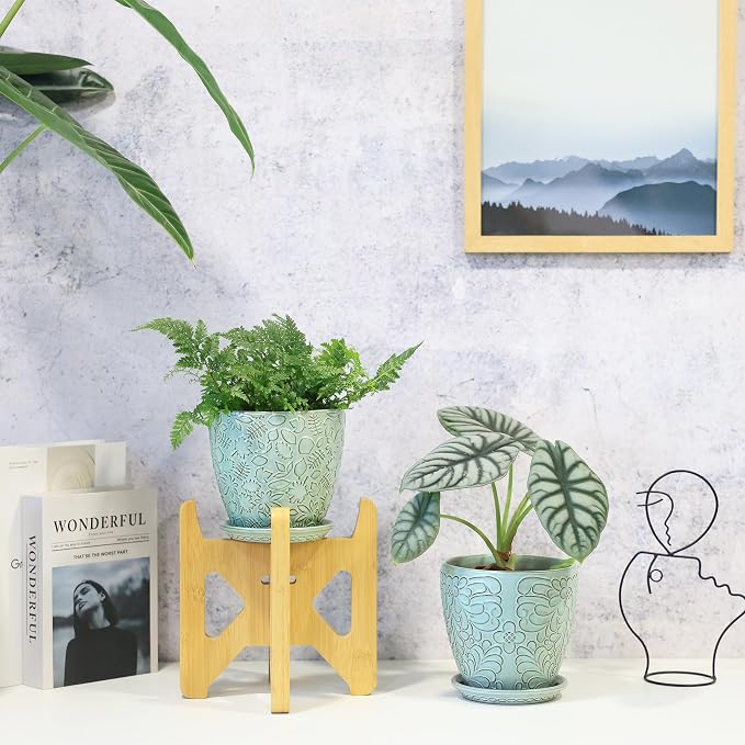 6 Inch Retro Ceramic Planter Set of 2 - Image 4
