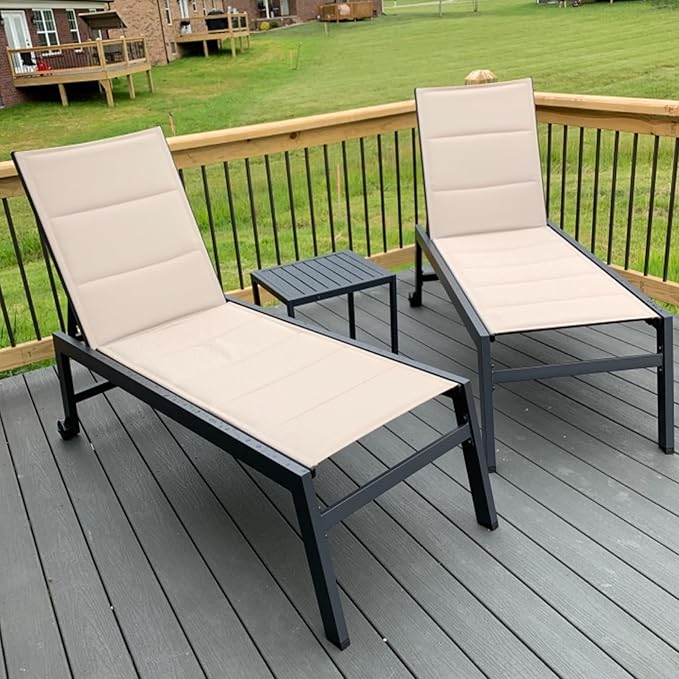 PURPLE LEAF Outdoor Patio Chaise Lounge Set of 4 Aluminum Lounge Chair - Image 8