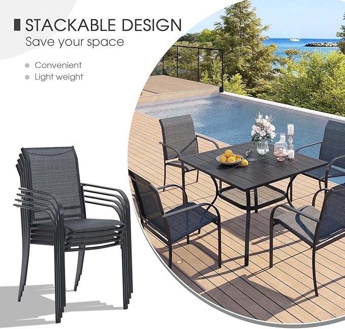VICLLAX 5 Pieces Patio Dining Set, Outdoor Furniture Set Includes 41.2" Round - Image 3