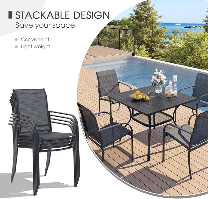 VICLLAX 5 Pieces Patio Dining Set, Outdoor Furniture Set Includes 1 Square - Image 2