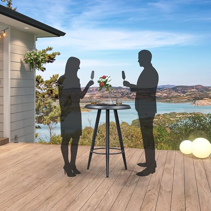 PURPLE LEAF Outdoor Round Table Height Counter Bistro Bar Table - Image 2