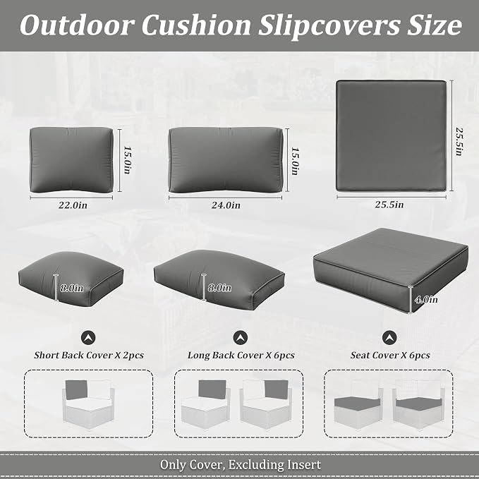 14 Pcs Outdoor Cushion Slipcovers Outdoor Patio Cushion Covers Replacement - Image 3