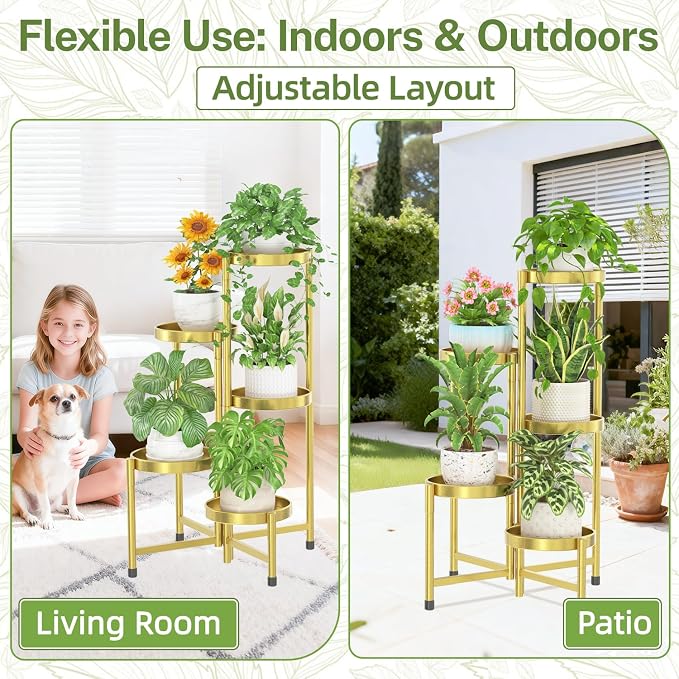iDavosic.ly Plant Stand Indoor Outdoor, 5 Tier Corner Metal Flower Display - Image 6