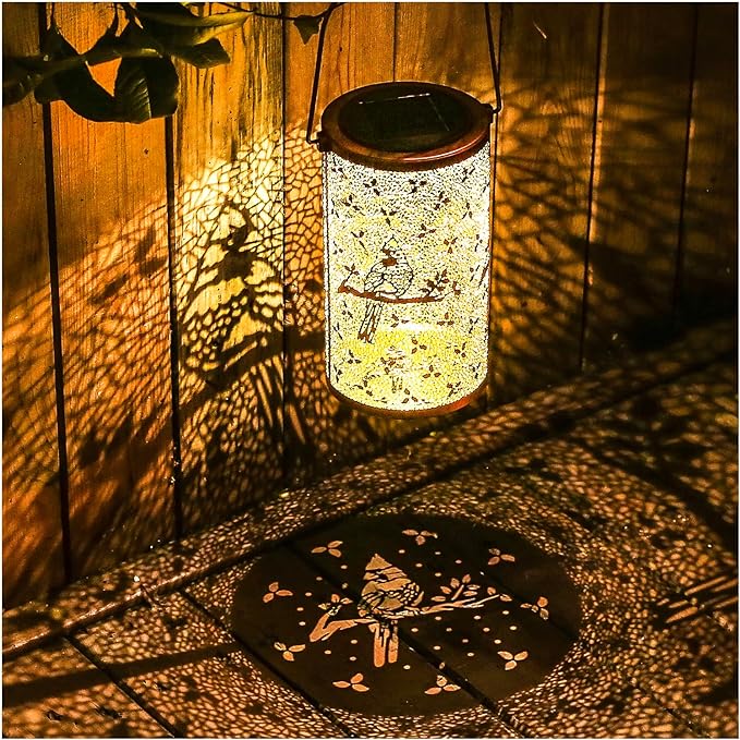 Cardinal Solar Lanterns Outdoor Waterproof Hanging Solar Lights Cardinal Gifts by TIGGSY