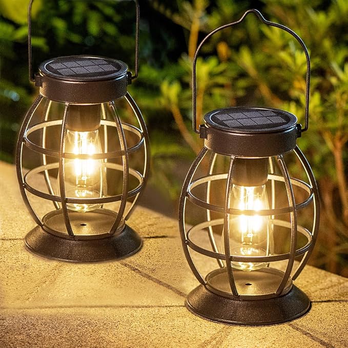 LeiDrail Solar Lantern Outdoor Hanging Waterproof Lights, Metal LED Lanterns - Image 7