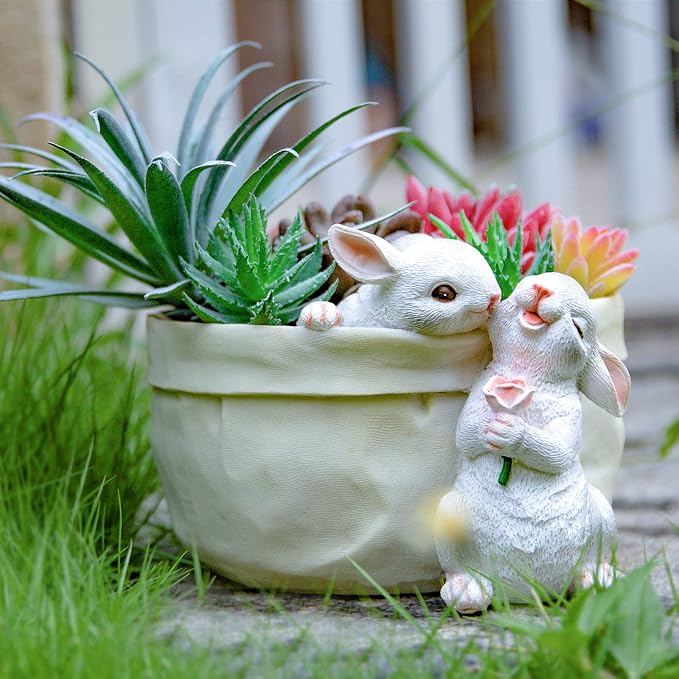 Rabbit Flower Pot Succulent Planter Garden Pots, Bunny Decorative Flower Pot - Image 7
