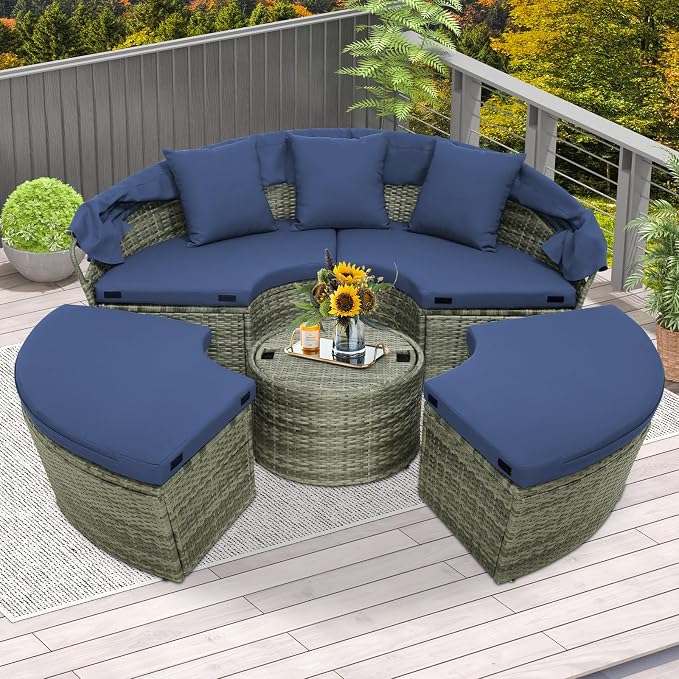 COSTWAY Patio Round Daybed - Image 3