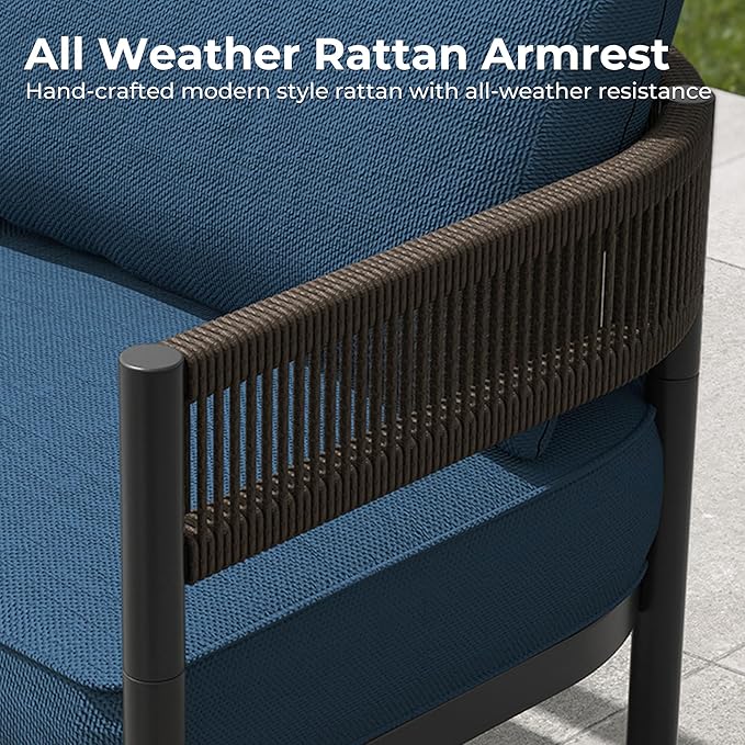 Gand Patio Outdoor Loveseat, Wicker Conversation Set - Image 4