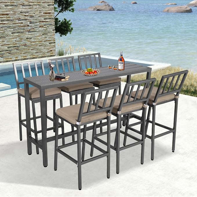 Outdoor Patio Bar Set, Bar Height Patio Dining Set, Weather-Resistant Bistro - Image 7