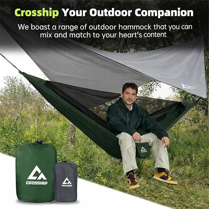 Camping Hammock with Mosquito Net and RainFly Tarp - Image 4