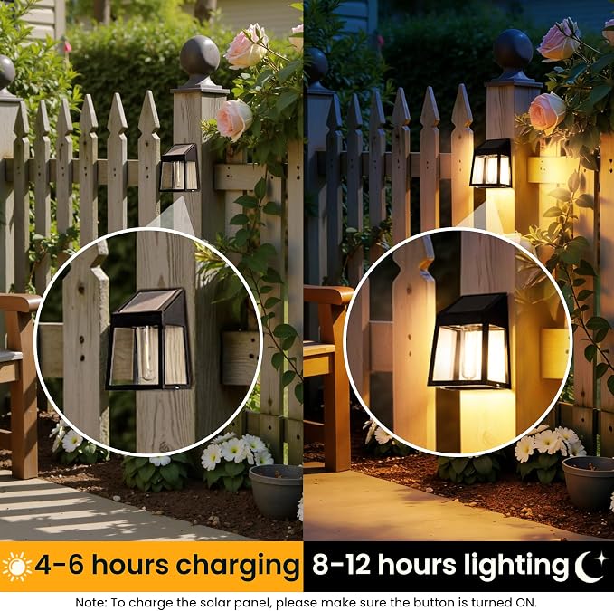 GIGALUMI Solar Fence Lights, 8 Pack Fence Outdoor Waterproof Lights Solar - Image 3
