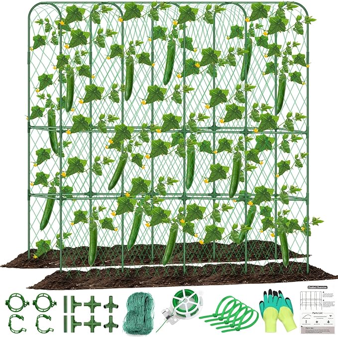 Cucumber Trellis for Raised Bed 5.4x5.5ft U-Shape Adjust Metal Garden Trellis by LifeisLuck