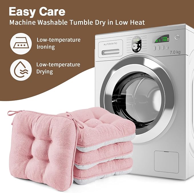 BETU Pink Chair Cushions for Dining Chairs Set of 4, 3.5" Thick Kitchen Table - Image 8
