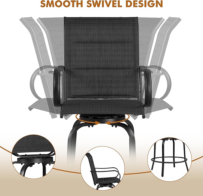 Yaheetech 4 Piece Patio Swivel Bar Stools, Texteline Outdoor Chairs - Image 5
