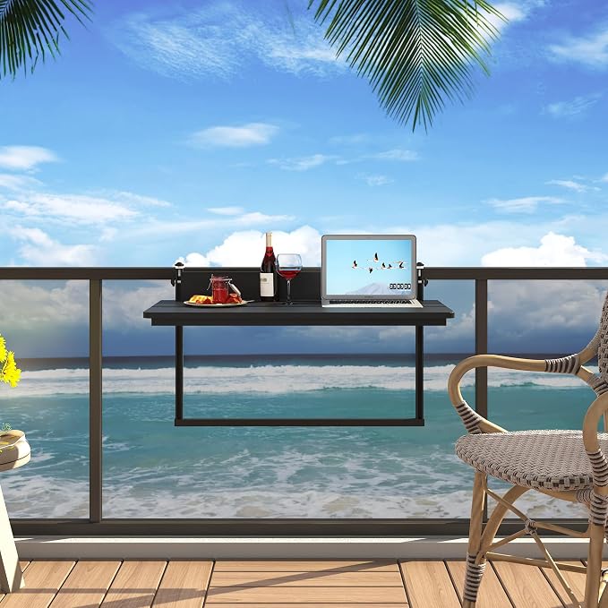 Sundale Outdoor 32" Large Folding Balcony Table - Image 2