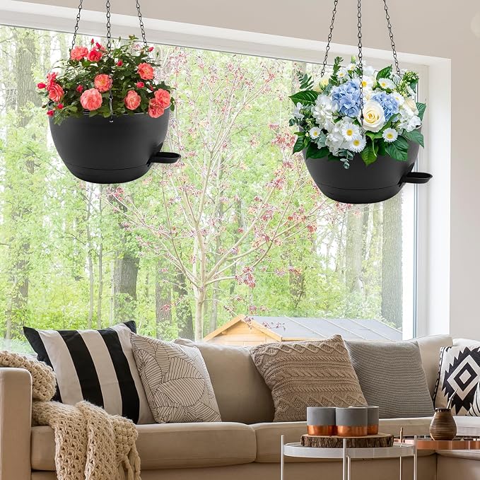 12 inch Hanging Planters for Indoor Plants, 2 Pack Self-Watering Hanging - Image 2
