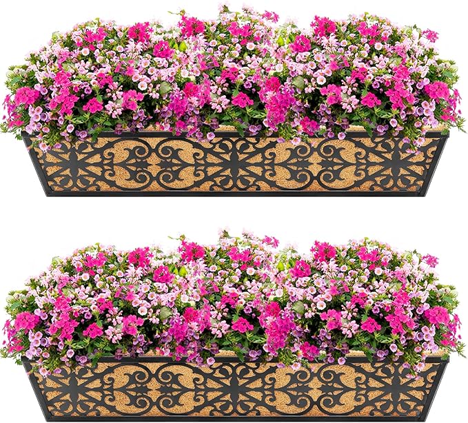 2 Pack 30 Inch Window Boxes Planters Railing Planter Box by KarlliuHOMEGARDEN