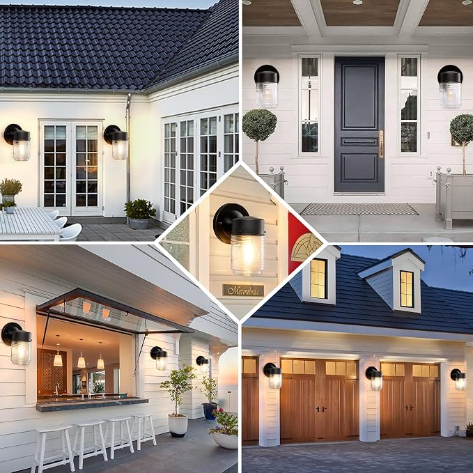 2 Pack Outdoor Wall Lantern, Exterior Waterproof Wall Sconce Light Fixtures - Image 8