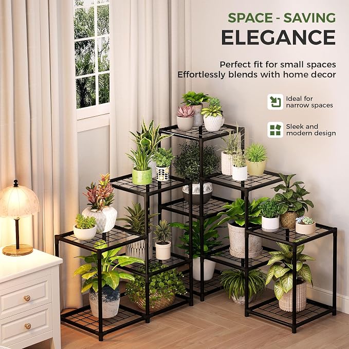 Bamworld Corner Plant Stand Indoor Metal Plant Shelf 5-Tier 11 Potted Flower - Image 5