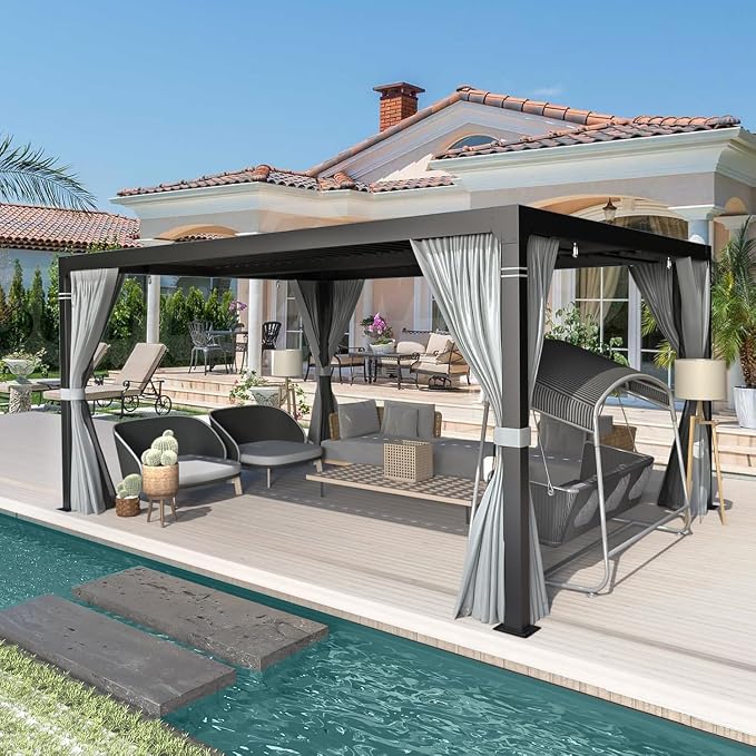 EROMMY Louvered Pergola 10' x 12', Outdoor Aluminum Pergola - Image 8