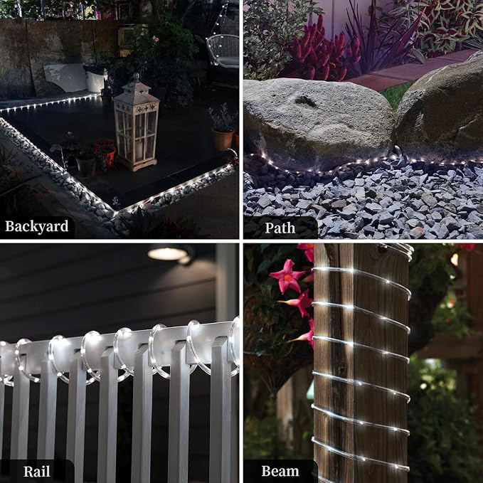 ANJAYLIA Solar Outdoor Rope Lights, 66FT 200 LED Solar Powered Rope Lights - Image 5