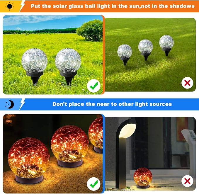 Solar Globe Lights Outdoor Waterproof-Solar Balls-Solar Garden Lights-Orbs - Image 3