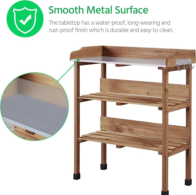 Yaheetech Outdoor Garden Potting Bench Table, Wooden Horticulture Planting - Image 4