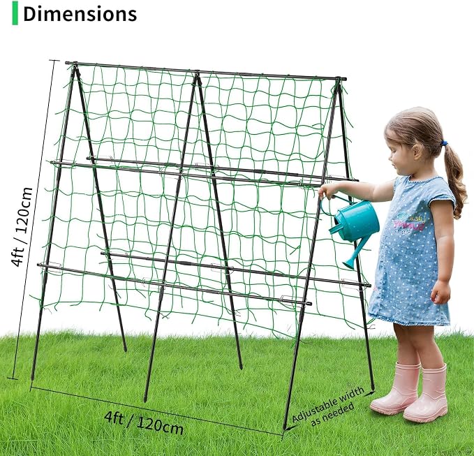 Lalahoni Cucumber Trellis, 4ft x 4ft Metal A-Frame Garden Trellis Climbing - Image 4