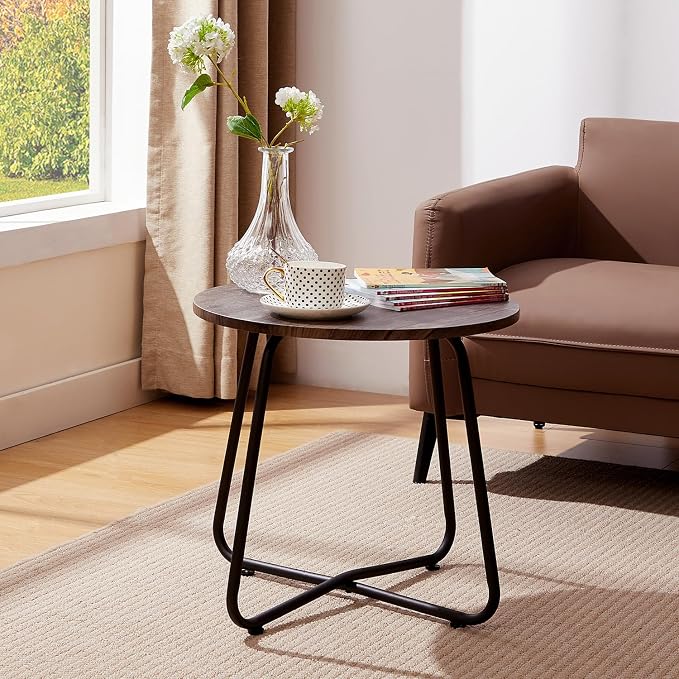 VECELO 17.7 inch Small Round Outdoor Side Table, Patio End Table, Waterproof - Image 2