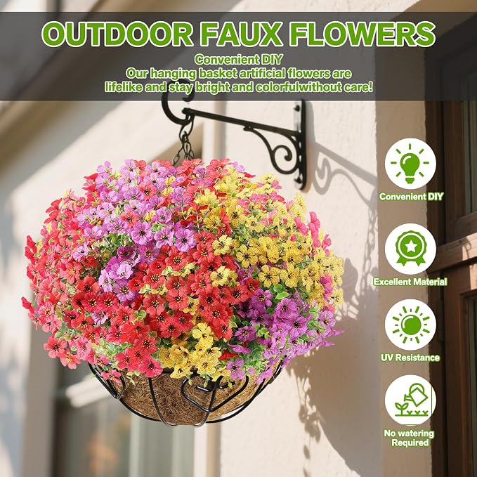 Artificial Flowers for Outdoor, Silk Flowers No Fade Fake Plastic Flowers Faux - Image 2