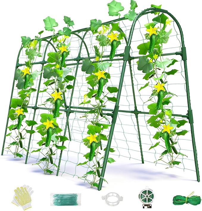 Cucumber Trellis for Raised Bed, U-Shape Garden Arch Metal Support for Climbing by Laodier