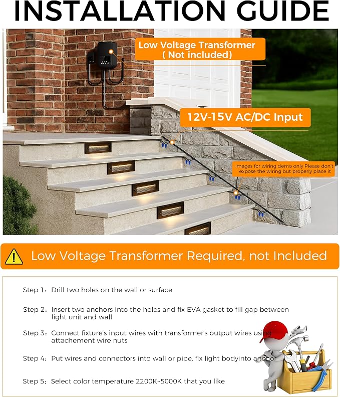 Cloudy Bay 9 Inch 5CCT Low Voltage LED Outdoor Step Lights 12V-15V 3W/5W - Image 5