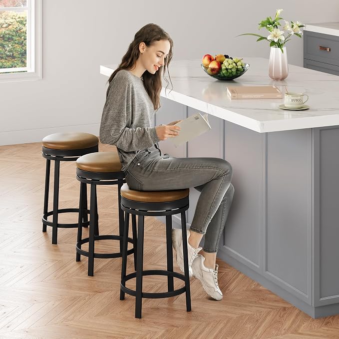 IDEALHOUSE 24'' Swivel Bar Stools Set of 2 - Image 4