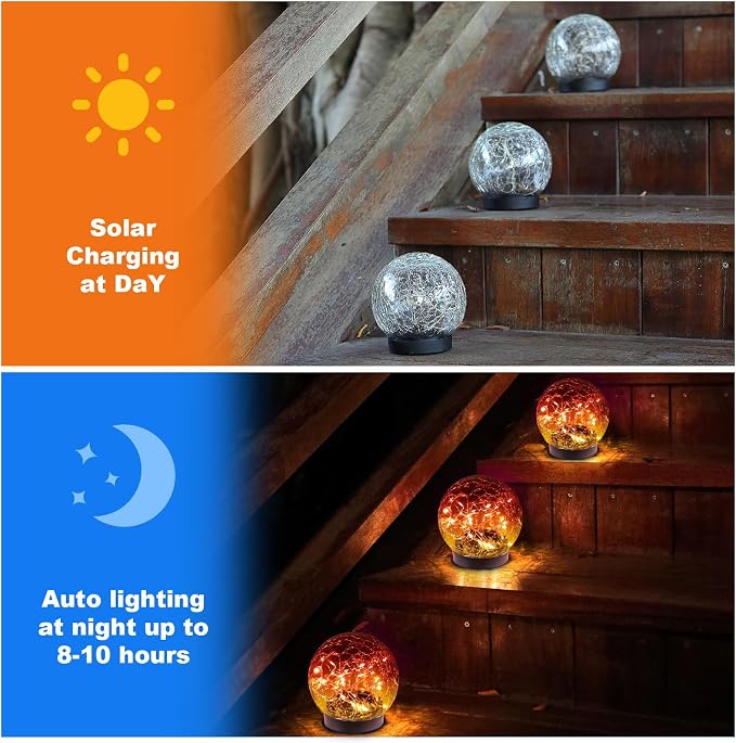 Solar Globe Lights Outdoor Waterproof-Solar Balls-Solar Garden Lights-Orbs - Image 5