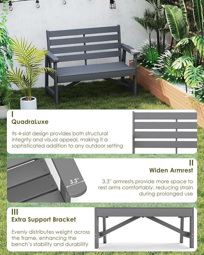 GREENVINES Outdoor Bench | HDPE | Garden Benches | All Weather | - Image 6