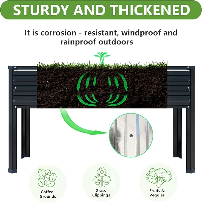 2PCS 48×24×30in Galvanized Raised Garden Bed, Metal Elevated Planter Box - Image 2