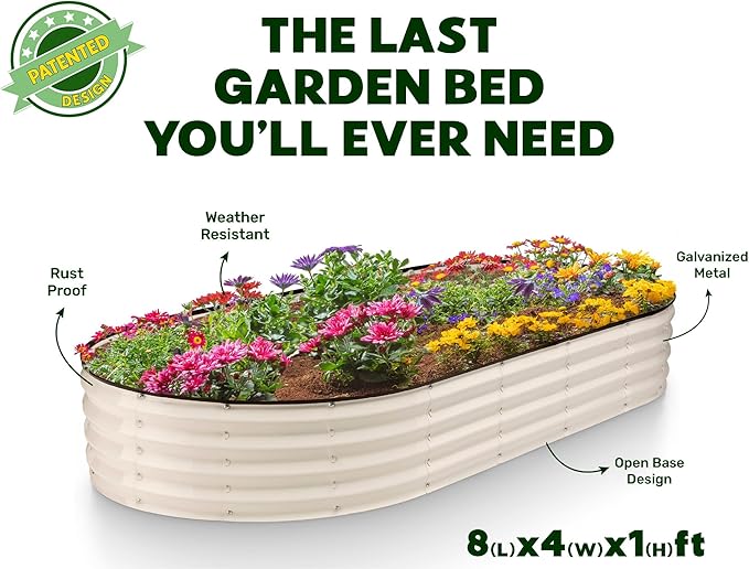 Plant & Plot Galvanized Raised Garden Beds Outdoor // 8×4×1 ft Planter Raised - Image 4