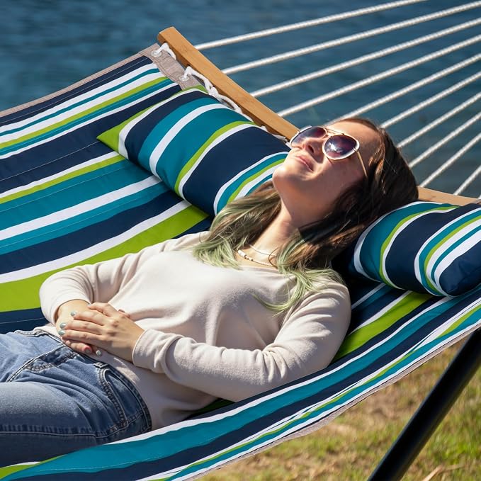 Hammock with Stand for Outside, Double Hammock with Stand, Pillow and Portable - Image 2