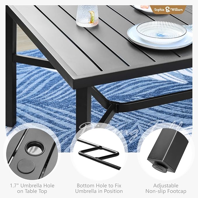 Sophia & William Patio Dining Set 9 Pieces, Patio Table and Chairs Set - Image 6