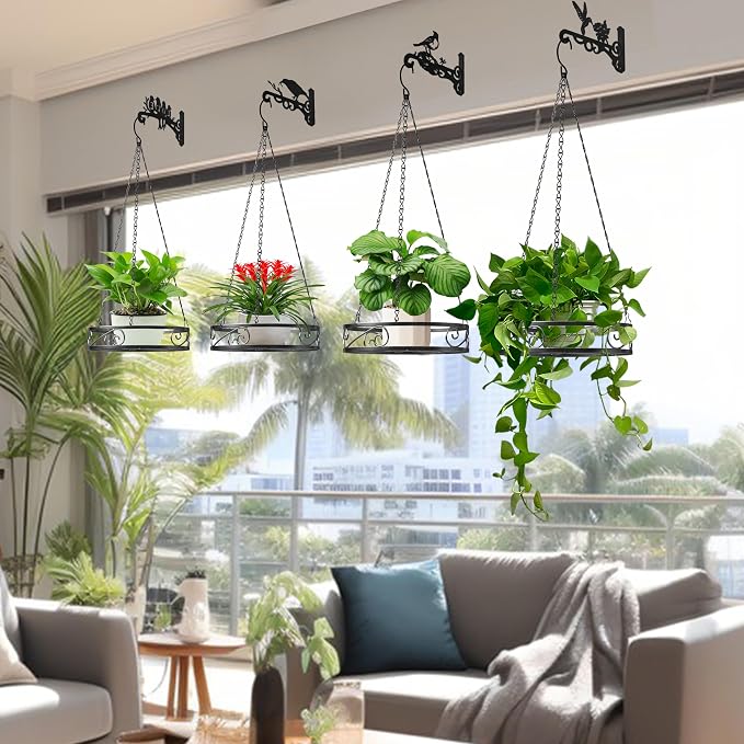 4-Pack Metal Hanging Planters for Outdoor Plants - Image 7