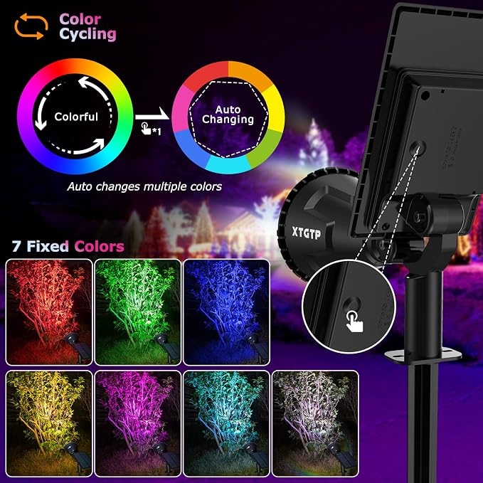 Solar Color Spot Lights Outdoor, 21 LEDs Color Changing Outdoor Lights - Image 3