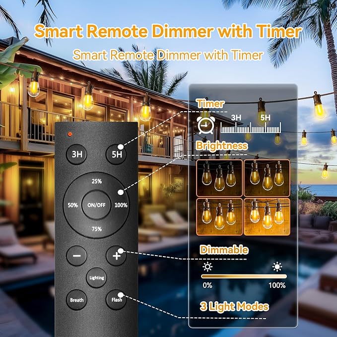 Outdoor String Lights Patio LED Light Outside - 20M 18+1 S14 LED - Image 4