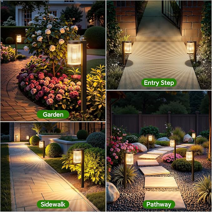 Solar Pathway Lights Outdoor Waterproof, 6 Pack 15Hrs Super Bright Warm White - Image 3