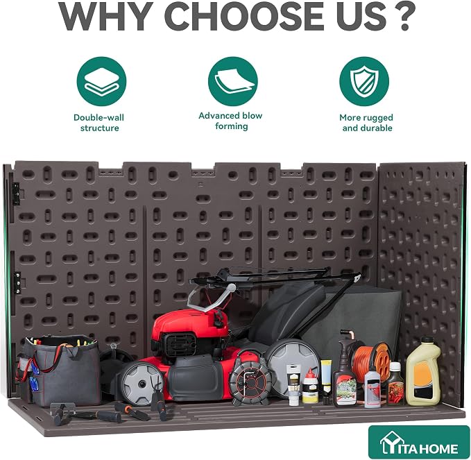 YITAHOME 220 Gallon Extra Large Deck Box, Double-Wall Resin Outdoor Storage Box - Image 6