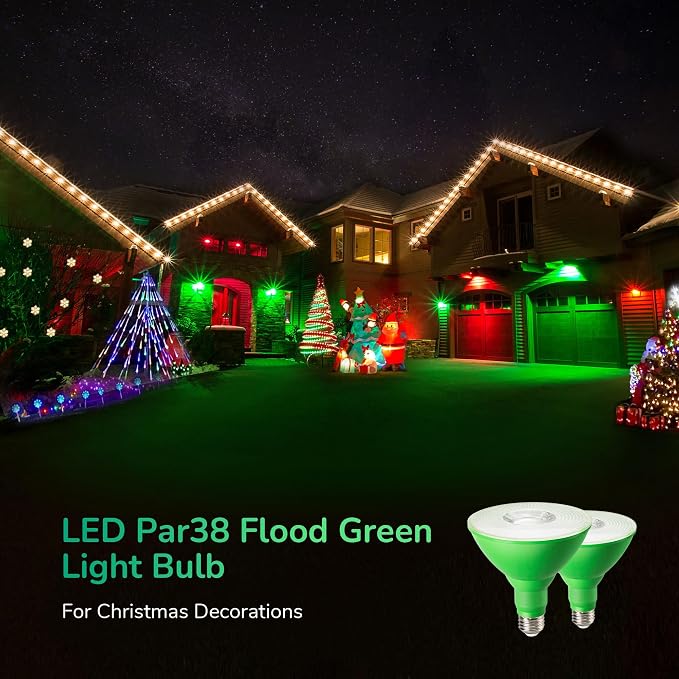 EDISHINE St.Patrick's Day/Easter Decorations PAR38 Green LED Flood Light Bulbs - Image 2