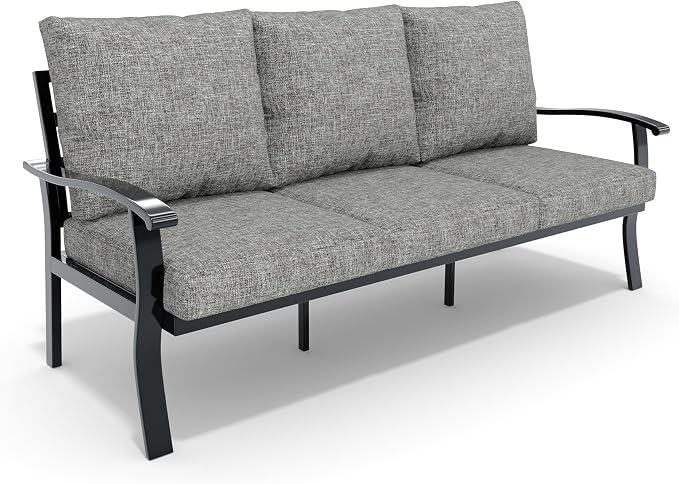 HOMREST Outdoor Couch Aluminum Patio Furniture Sofa, 3-Seat All-Weather Metal by HOMREST