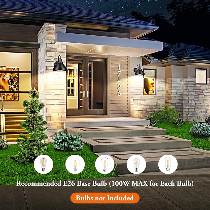 Brightever Gooseneck Outdoor Light Fixtures, Industrial Black Exterior Wall - Image 7