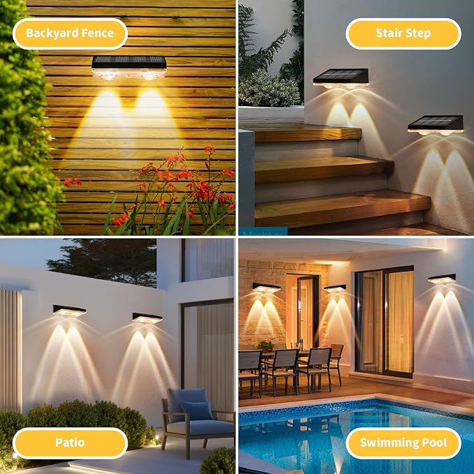 Solar Fence Light Outdoor, 12 Pack LED Solar Light, 3000K 50 Lumens - Image 6