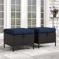 Patio Wicker Ottomans with Removable and Washable Covers, PE Rattan Outdoor by Meetleisure-LeisureLiving